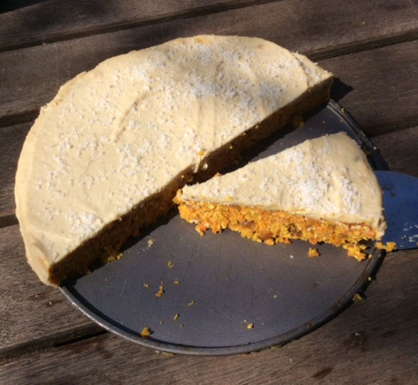 Raw carrot cake with frosting